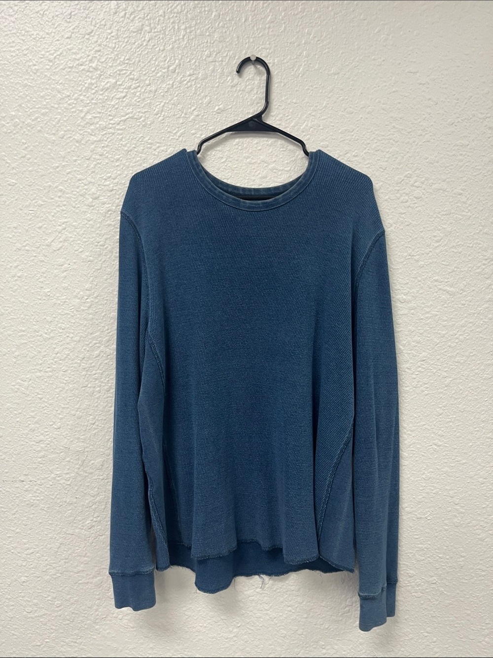 Lucky Brand Men's Indigo Crewneck Waffle Knit LS Shirt #1054